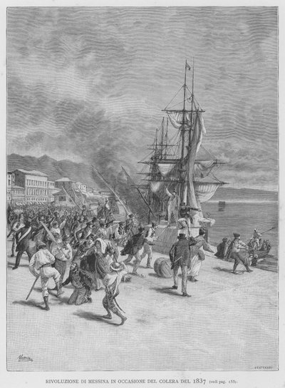 Revolution of Messina During the Cholera of 1837 by Edouardo Matania