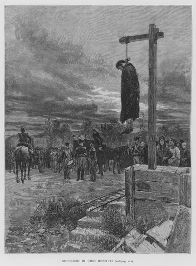 Execution of Ciro Menotti (engraving) by Edouardo Matania