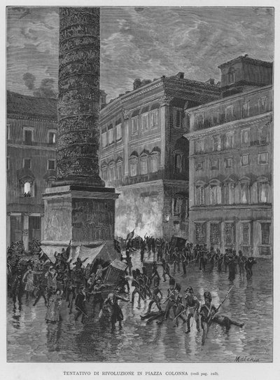 Attempted Revolution in Piazza Colonna by Edouardo Matania