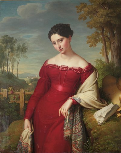 Portrait of a Young Elegant Lady by Eduard Friedrich Leybold