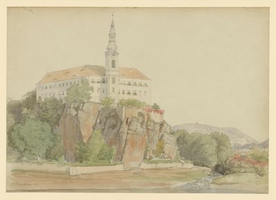 Castle on the River (Danube?) by Eduard Gaertner