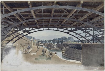 Under the Pont des Arts with a View of the Pont Neuf and the Seine Island in Paris by Eduard Gaertner