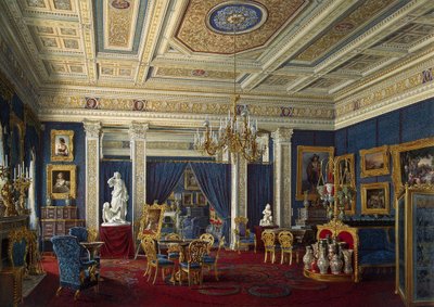 Blue Drawing-Room in the Mariinsky Palace in Saint Petersburg, Mid 19th Century by Eduard Hau