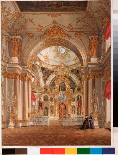 Interiors of the Winter Palace: The Cathedral in the Winter Palace by Eduard Hau
