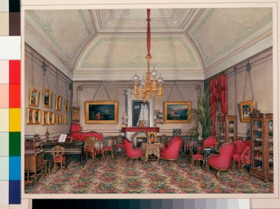 Interiors of the Winter Palace: The Fifth Reserved Apartment - The Drawing Room of Grand Princess Maria Alexandrovna by Eduard Hau