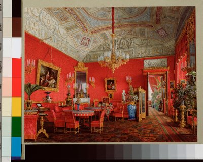 Interiors of the Winter Palace: The Large Drawing Room of Empress Alexandra Fyodorovna (Watercolour by Eduard Hau) by Eduard Hau