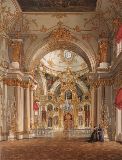 Interiors of the Winter Palace: The Cathedral in the Winter Palace, 1860s by Eduard Hau