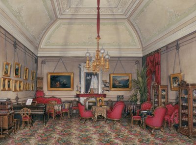 Interiors of the Winter Palace. The Fifth Reserved Apartment. The Drawing-Room of Grand Princess Maria Alexandrovna by Eduard Hau