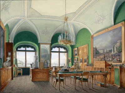 Interiors of the Winter Palace. The Large Study of Emperor Nicholas I, 1860s by Eduard Hau