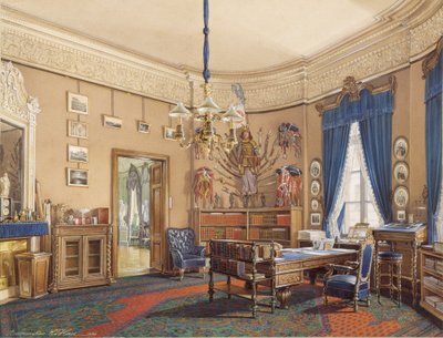 Interiors of the Winter Palace. The Study of Crown Prince Nikolay Aleksandrovich by Eduard Hau