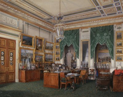 Interiors of the Winter Palace. The Study of Emperor Alexander II, 1857 by Eduard Hau