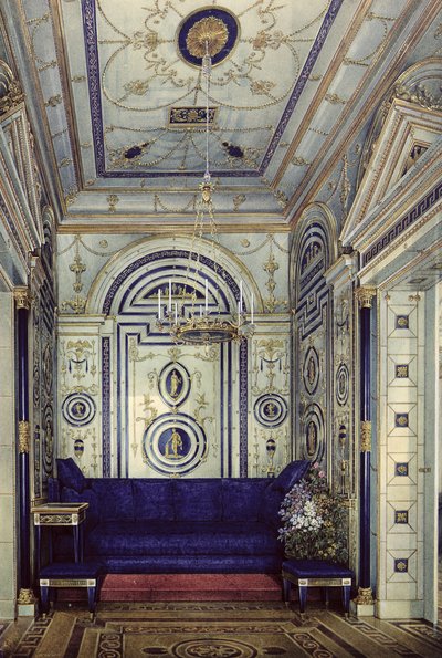 The Blue Study in the Grand Palais in Tsarkoye Selo, before 1840 by Eduard Hau