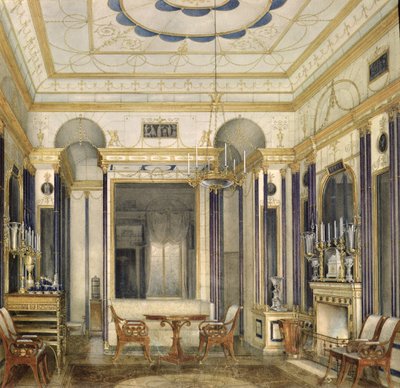 The Drawing Room of the Empress Maria Alexandrovna in the Great Palais in Tsarskoye Selo by Eduard Hau