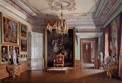 View of the Room of the Throne of Paul I in Gatchina, in the Centre the Portrait of Peter I by Eduard Hau