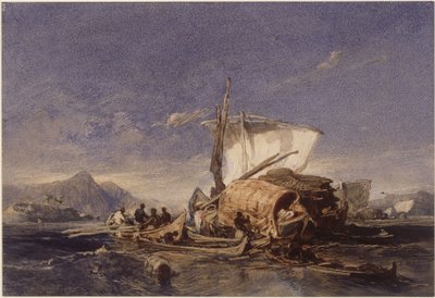 Boats with Africans in the Bay of Guanabara (Rio de Janeiro) by Eduard Hildebrandt