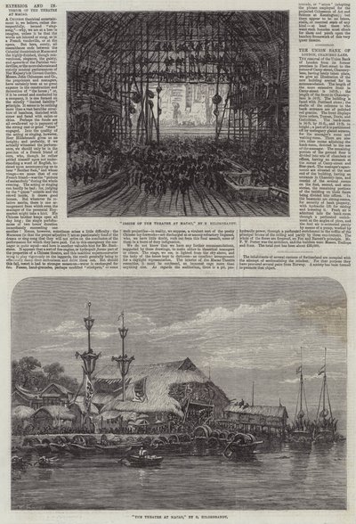 Exterior and Interior of the Theatre at Macao by Eduard Hildebrandt