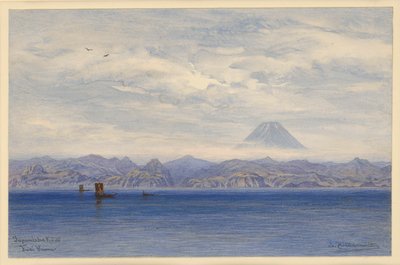 Japanese Coast with Mount Fuji by Eduard Hildebrandt