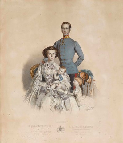 Francis Joseph I and Elisabeth of Austria with Children, Gisela and Rudolf by Eduard Kaiser