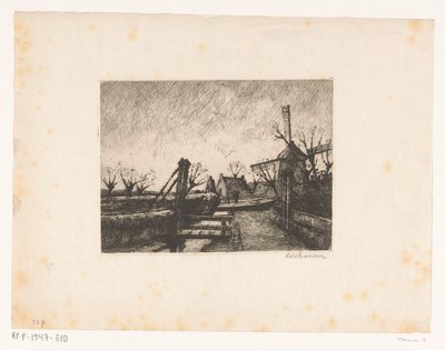 Path with Bridge Along a Ditch by Eduard Karsen (signed by artist)