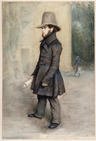 Adolph von Menzel with Biedermeier Hat by Eduard Magnus