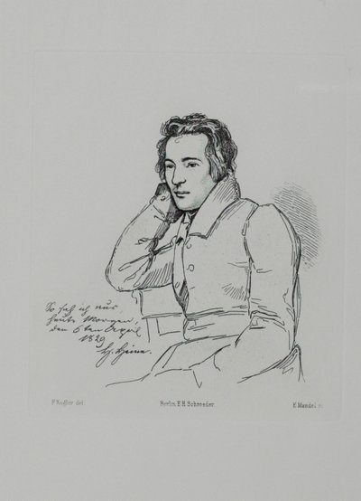 Portrait of the Poet Heinrich Heine After Franz Kugler by Eduard Mandel