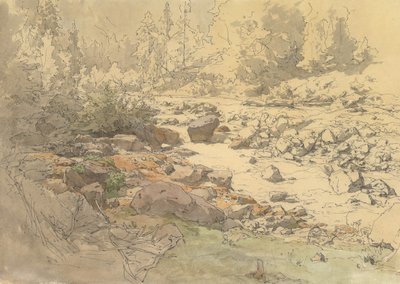 Landscape with Rocks in a River near Kronau by Eduard Peithner von Lichtenfels
