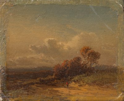 Summer Landscape with Man in Red Hat by Eduard Schleich der Ältere