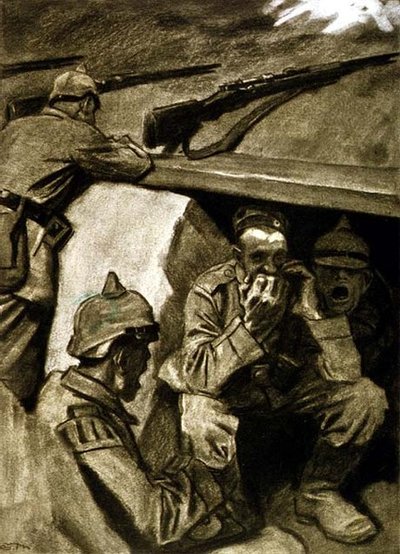 A Mouth Organ in the Trenches, illustration from a German magazine, 