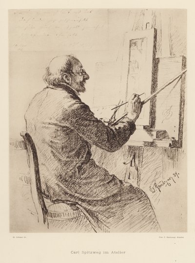 Portrait of Carl Spitzweg, German Romantic painter by Eduard von (after) Grutzner