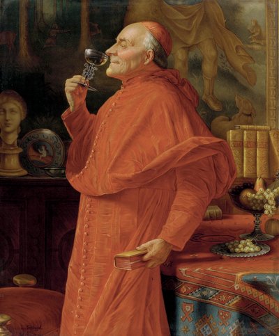 Cardinal Examining a Bouquet of White Wine (in a Venetian Glass) by Eduard von Grutzner