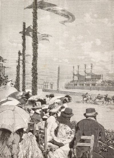 Horse races at the Pompeian festivals, Pompeii, Italy, engraving from drawing by Edoardo Dalbono, from L