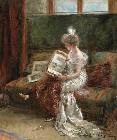 Leonie Garrido Looking at an Album of Prints by Eduardo Leon Garrido