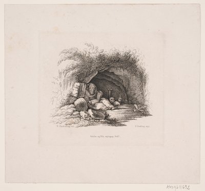 A Hermit in His Cave by Edvard Fortling
