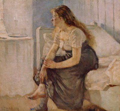 Girl Sitting on the Bedside by Edvard Munch
