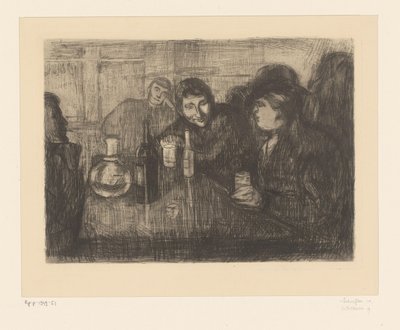Men around a table in a café by Edvard Munch