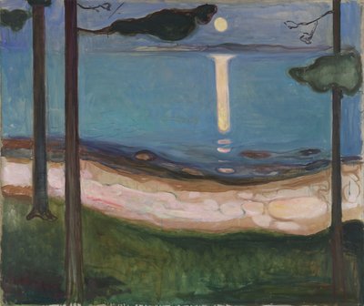 Moonlight Nordic Landscape. Painting by Edvard Munch by Edvard Munch