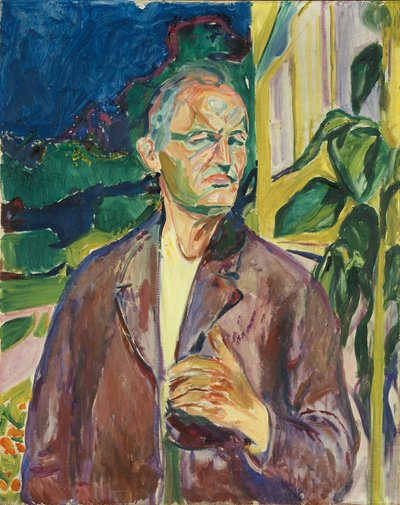 Self-Portrait in Front of the House Wall by Edvard Munch