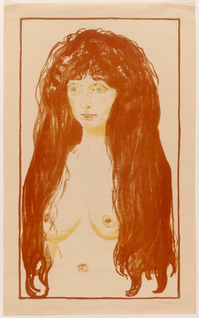 Woman with Red Hair and Green Eyes. The Sin by Edvard Munch