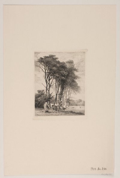 Landscape. Cows by a Forest by Edvard Petersen