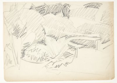 Landscape from a Garden with a Semi-Circular Garden Bench by Edvard Weie