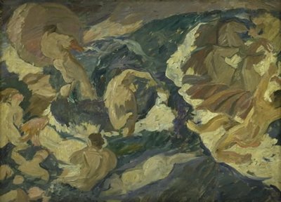 Poseidon Rushing over the Sea Surrounded by Nereids and Tritons by Edvard Weie