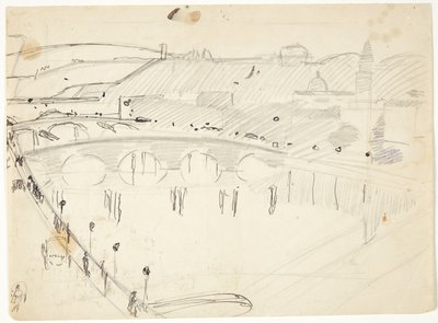 View from a Window by the Lungarno Over the River Towards Santo Spirito and San Miniato Heights, Florence by Edvard Weie