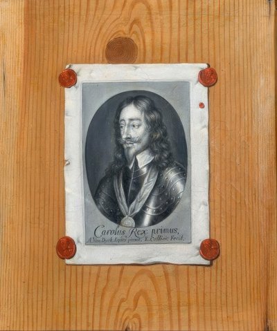 Trompe l’oeil with Portrait of Charles I of Great Britain by Edwaert Collier