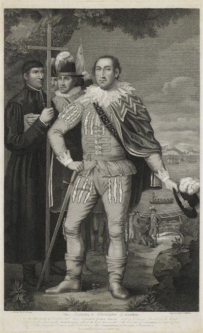 Landing of Christopher Columbus, engraved by David Edwin by Edward (after) Savage