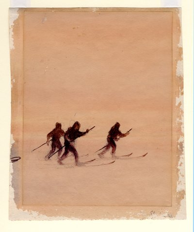 Men on skis, 1901-04 by Edward Adrian Wilson