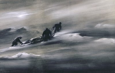 Three men with a Sledge in the Snow by Edward Adrian Wilson