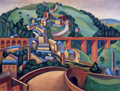 Buxton Village and Broadbottom, near Glossop by Edward Alexander Wadsworth