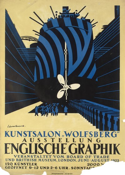 German poster for an exhibition of English Graphics for the Board of Trade and the British Museum by Edward Alexander Wadsworth