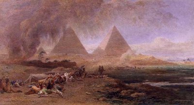 A Caravan Overtaken by a Sandstorm, Egypt by Edward Angelo Goodall