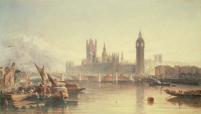 The Houses of Parliament and Westminster Bridge by Edward Angelo Goodall